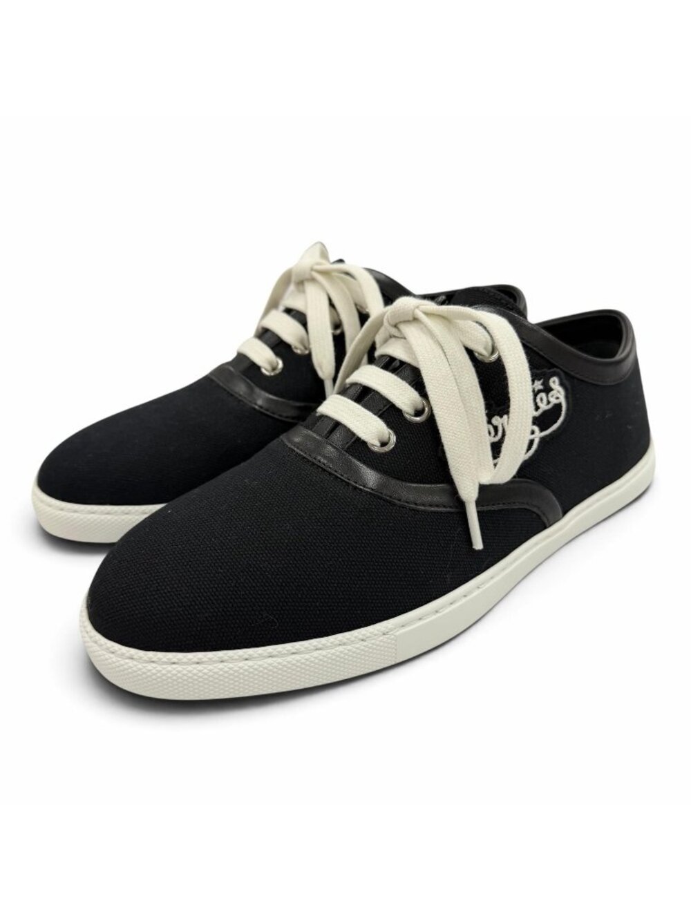 Hermes Innocent Leather with Logo Patch Lace-up Low-Top Sneakers Black Box